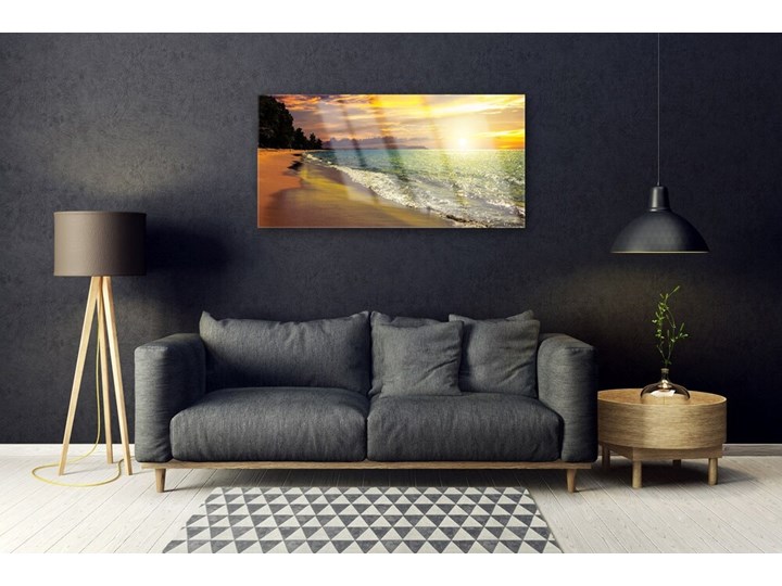 Obraz na Szkle Słońce Plaża Morze Krajobraz Pomieszczenie Biuro i pracownia Wymiary 70x140 cm