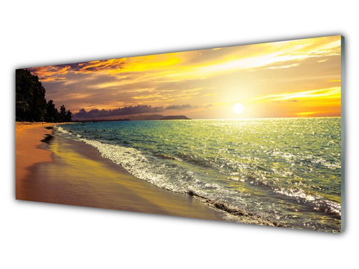 Obraz na Szkle Słońce Plaża Morze Krajobraz Wymiary 70x140 cm Kategoria Obrazy