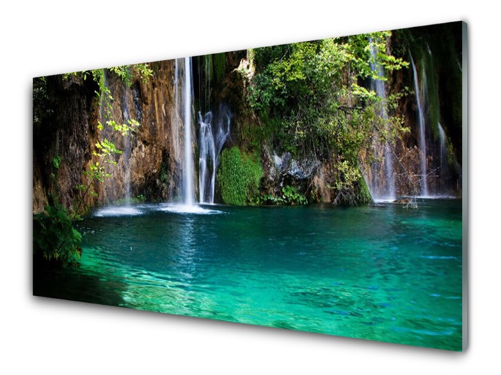 Obraz na Szkle Jezioro Wodospad Natura Kategoria Obrazy Wymiary 50x125 cm