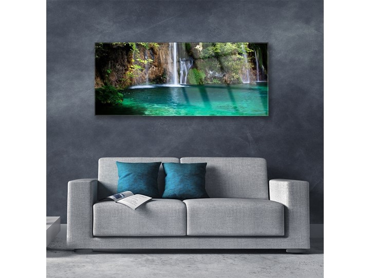 Obraz na Szkle Jezioro Wodospad Natura Wymiary 50x125 cm