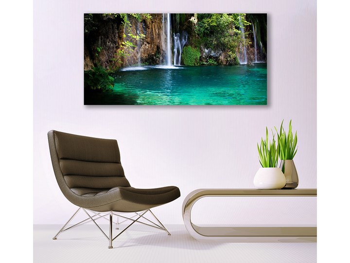 Obraz na Szkle Jezioro Wodospad Natura Wymiary 50x125 cm Pomieszczenie Przedpokój