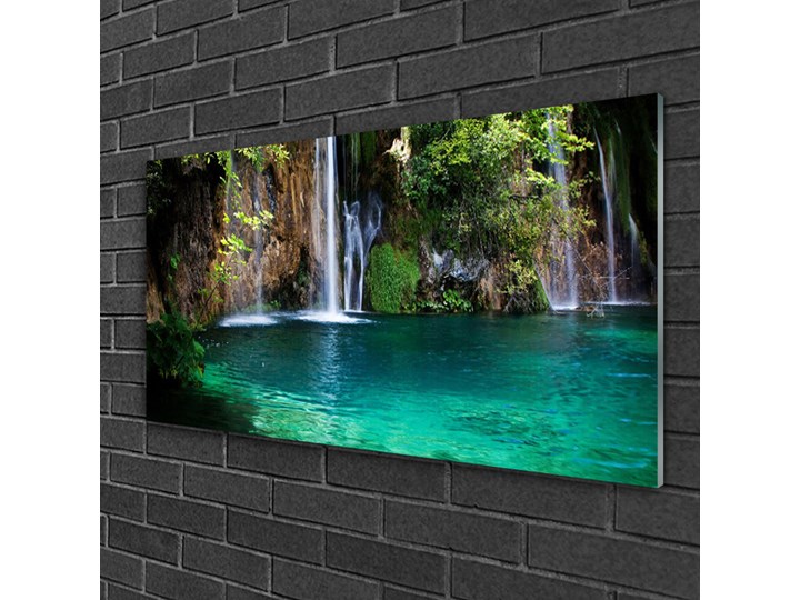 Obraz na Szkle Jezioro Wodospad Natura Wymiary 50x125 cm Kolor Turkusowy