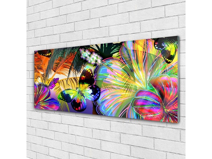 Obraz Szklany Abstrakcja Motyle Piórka Kolor Wielokolorowy Wymiary 70x140 cm