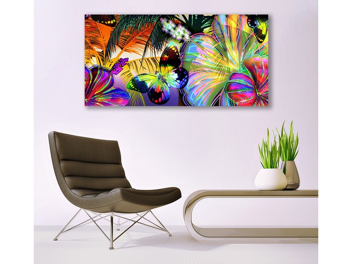 Obraz Szklany Abstrakcja Motyle Piórka Wymiary 50x125 cm Wykonanie Na szkle