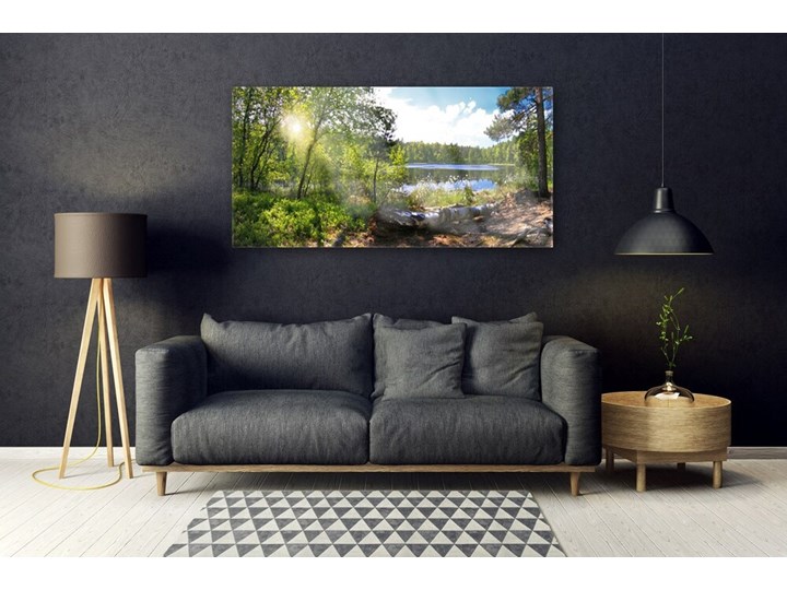 Obraz Akrylowy Las Drzewa Jezioro Przyroda Pomieszczenie Salon Wymiary 50x125 cm