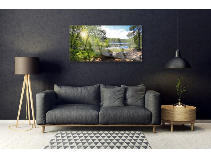 Obraz Akrylowy Las Drzewa Jezioro Przyroda Wykonanie Wydruk cyfrowy Wymiary 60x120 cm