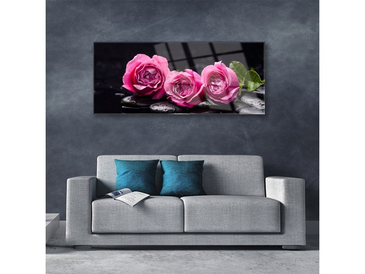 Obraz Akrylowy Róże Kamienie Zen Spa Natura Wymiary 50x125 cm Wzór Kwiaty