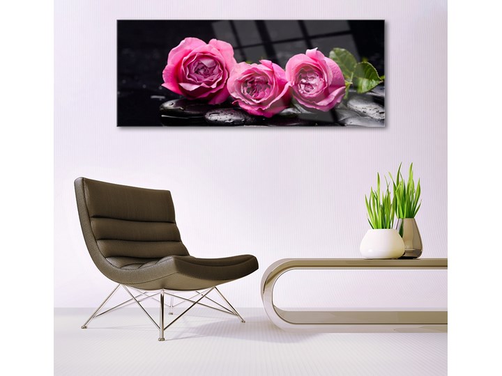 Obraz Akrylowy Róże Kamienie Zen Spa Natura Wymiary 70x140 cm Kolor Różowy