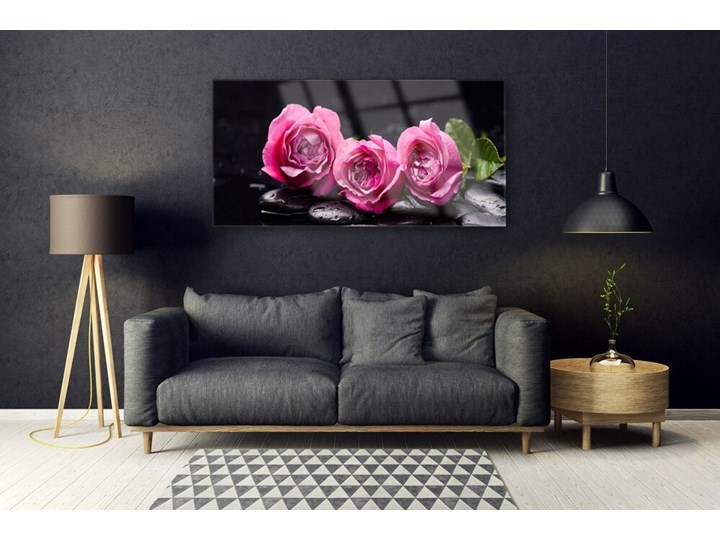 Obraz Akrylowy Róże Kamienie Zen Spa Natura Wymiary 50x125 cm Wzór Kwiaty