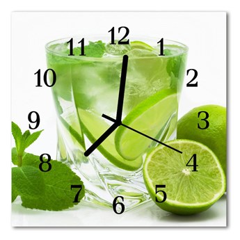 Zegar szklany kwadratowy Limonka