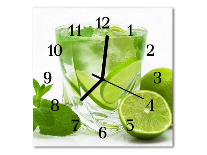 Zegar szklany kwadratowy Limonka Zegar ścienny Szkło Kolor Zielony