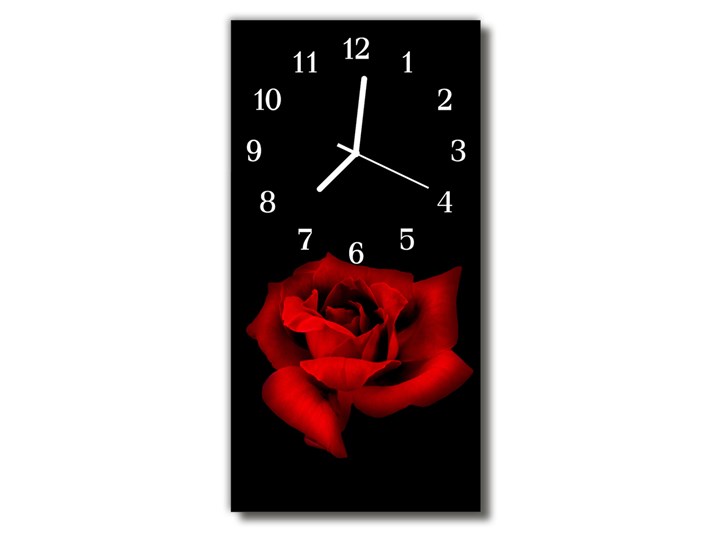 Zegar Szklany Pionowy Kwiaty Róża czerwony Szkło Kolor Bordowy Prostokątny Zegar ścienny Kategoria Zegary