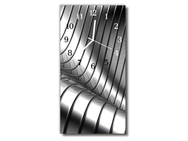 Zegar Szklany Pionowy Metal Fala metalowy srebrny Szkło Zegar ścienny Prostokątny Kategoria Zegary