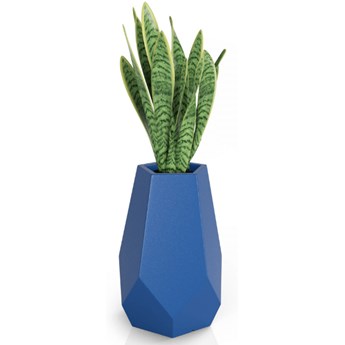 Wysoka donica geometryczna Bari 71 cm bez półki, niebieska