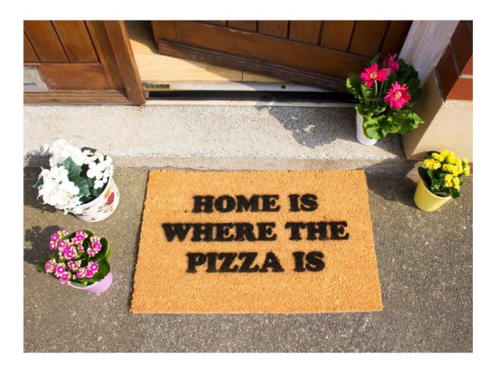 Wycieraczka z naturalnego włókna kokosowego Artsy Doormats Home Is Where the Pizza Is, 40x60 cm Kategoria Wycieraczki Włókno kokosowe Kolor Szary