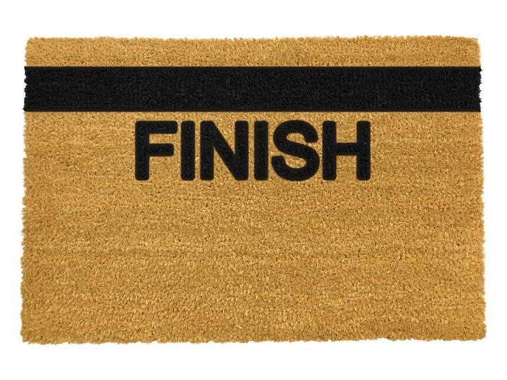 Wycieraczka z naturalnego włókna kokosowego Artsy Doormats Finish Line, 40x60 cm Włókno kokosowe Kolor Czarny
