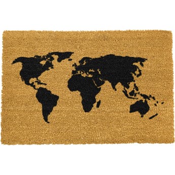 Wycieraczka z naturalnego kokosowego włókna Artsy Doormats World Map, 40x60 cm