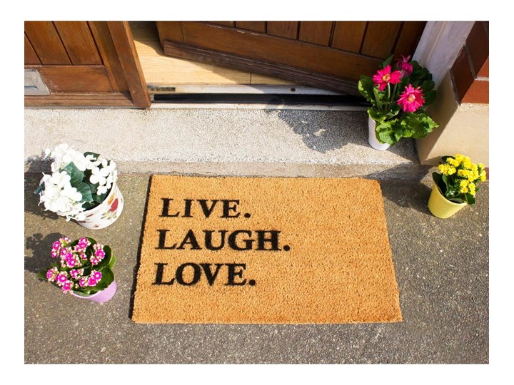 Wycieraczka z naturalnego kokosowego włókna Artsy Doormats Live Laugh Love, 40x60 cm Kolor Brązowy Włókno kokosowe Kategoria Wycieraczki