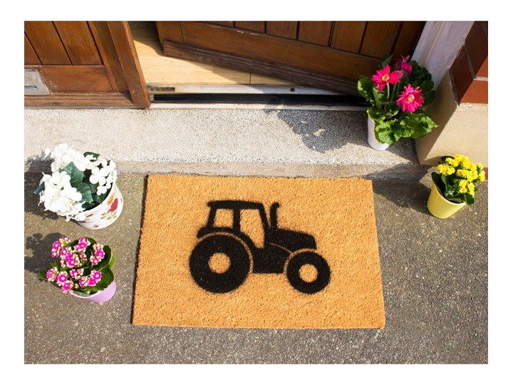 Wycieraczka z naturalnego kokosowego włókna Artsy Doormats Tractor, 40x60 cm Włókno kokosowe Kategoria Wycieraczki Kolor Czarny