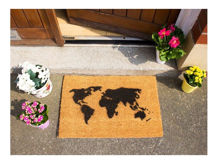 Wycieraczka z naturalnego kokosowego włókna Artsy Doormats World Map, 40x60 cm Włókno kokosowe Kategoria Wycieraczki