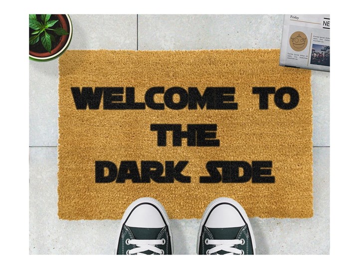 Wycieraczka z naturalnego kokosowego włókna Artsy Doormats Welcome to the Darkside, 40x60 cm Włókno kokosowe Kolor Czarny