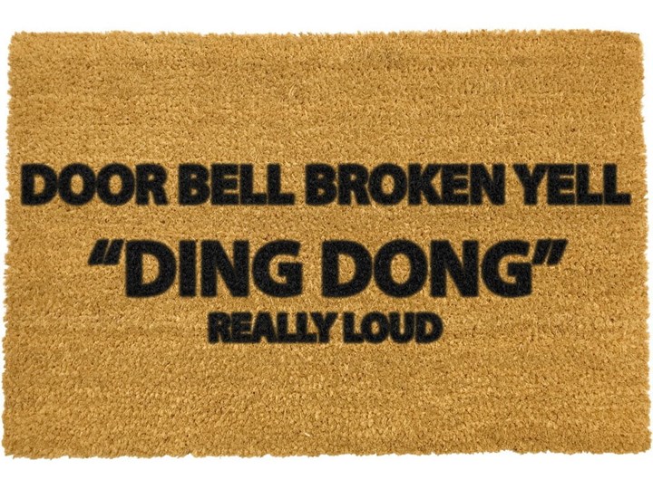 Wycieraczka z naturalnego kokosowego włókna Artsy Doormats Yell Ding Dong, 40x60 cm
