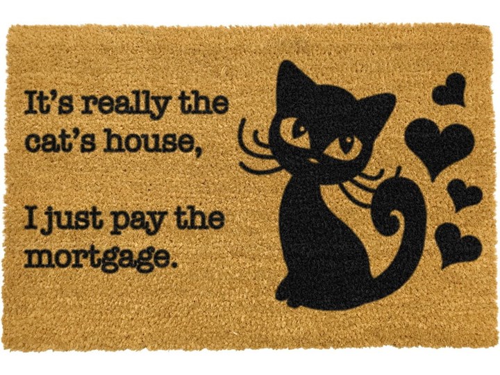 Wycieraczka z naturalnego włókna kokosowego Artsy Doormats It's really the Cats House, 40x60 cm Kategoria Wycieraczki Włókno kokosowe Kolor Pomarańczowy