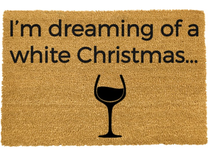 Wycieraczka z naturalnego włókna kokosowego Artsy Doormats White Wine Christmas, 40x60 cm Kategoria Wycieraczki Włókno kokosowe Kolor Beżowy