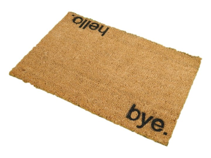 Wycieraczka z naturalnego kokosowego włókna Artsy Doormats Hello, Bye, 40x60 cm Włókno kokosowe Kolor Brązowy