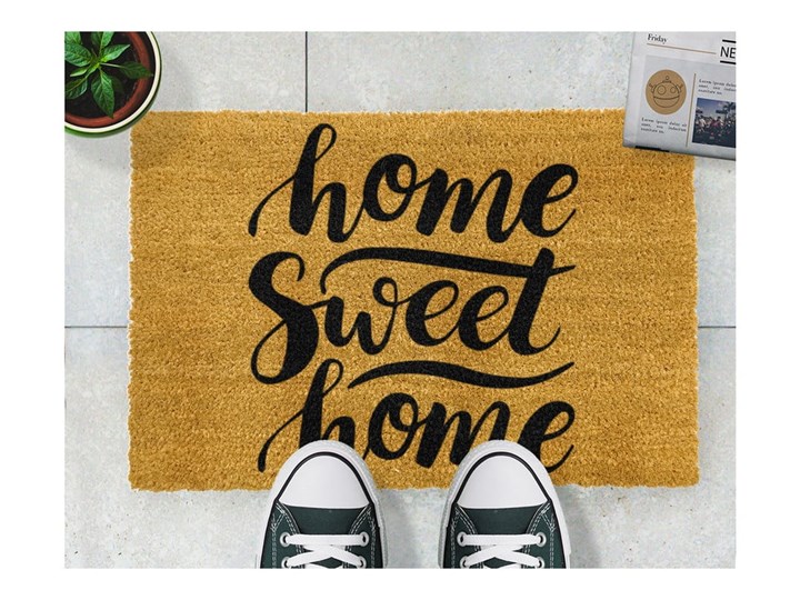 Wycieraczka z naturalnego włókna kokosowego Artsy Doormats Home Sweet Home, 40x60 cm Włókno kokosowe Kolor Czarny Kategoria Wycieraczki