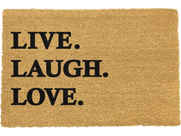 Wycieraczka z naturalnego kokosowego włókna Artsy Doormats Live Laugh Love, 40x60 cm