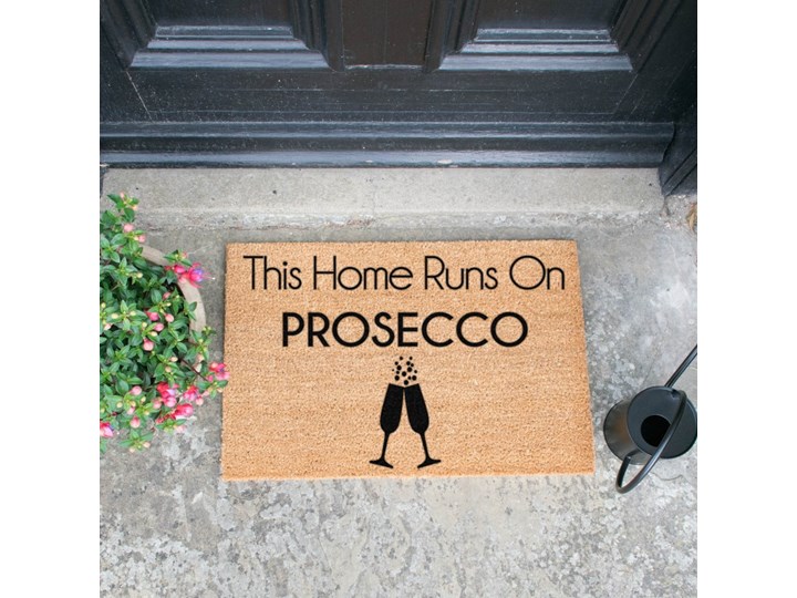 Wycieraczka Artsy Doormats This Home Runs On Prosecco, 40x60 cm Włókno kokosowe Kolor Brązowy Kategoria Wycieraczki