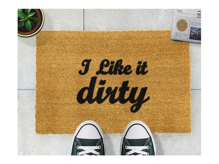 Wycieraczka z naturalnego kokosowego włókna Artsy Doormats I Like It Dirty, 40x60 cm Włókno kokosowe Kolor Brązowy