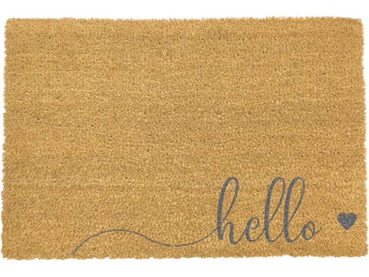 Szara wycieraczka z naturalnego włókna kokosowego Artsy Doormats Hello Scribble, 40x60 cm