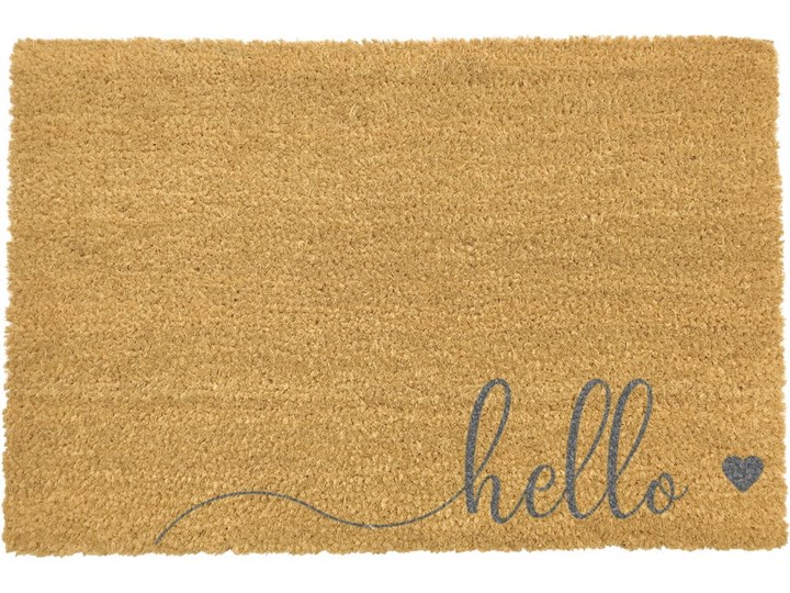 Szara wycieraczka z naturalnego włókna kokosowego Artsy Doormats Hello Scribble, 40x60 cm Włókno kokosowe Kategoria Wycieraczki Kolor Beżowy