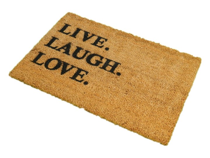 Wycieraczka z naturalnego kokosowego włókna Artsy Doormats Live Laugh Love, 40x60 cm Włókno kokosowe Kategoria Wycieraczki Kolor Brązowy