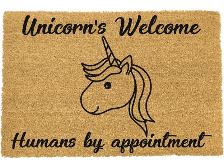 Wycieraczka Artsy Doormats Unicorns Welcome, 40x60 cm Włókno kokosowe Kolor Brązowy