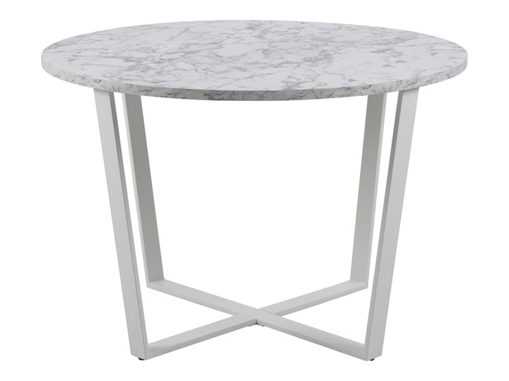SELSEY Stół Adhafera biały średnica 110 cm Drewno Wysokość 75 cm Płyta MDF Marmur Metal Kolor Szary