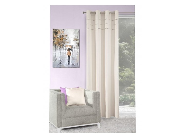 Zasłona Cristal 140x250cm - Beżowy - Przelotki Bawełna 140x250 cm Mocowanie Kółka