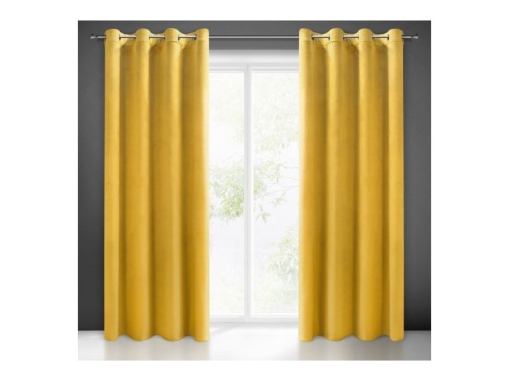 Zasłona Welwetowa Melanie 135x250cm - Musztardowy - Przelotki Kategoria Zasłony 135x250 cm 140x250 cm Poliester Bawełna Mocowanie Kółka