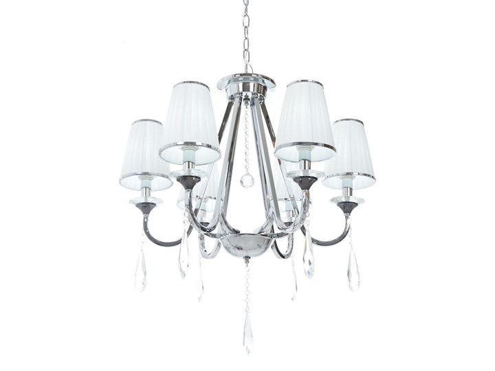 KLASYCZNY ŻYRANDOL KRYSZTAŁOWY MILESIA W6 Lampa z kryształkami Lampa z abażurem Metal Chrom Styl Tradycyjny Tkanina Kategoria Lampy wiszące