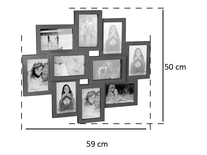 Ramka na 10 zdjęć, multirama Multiramka Tworzywo sztuczne Kolor Czarny Pomieszczenie Sypialnia