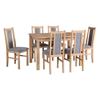 Stół ALBA 1 + krzesła BOS 14 (6szt.) - zestaw DX19.