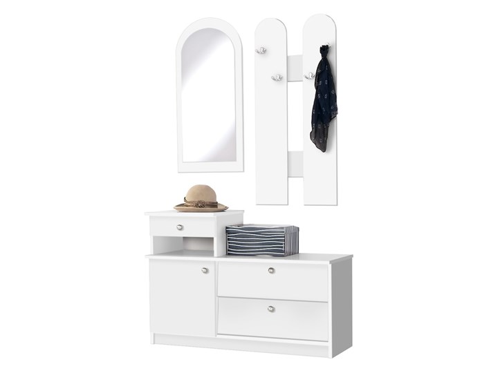 Garderoba z lustrem SMART biały Kolor Szary Kategoria Zestawy mebli do sypialni