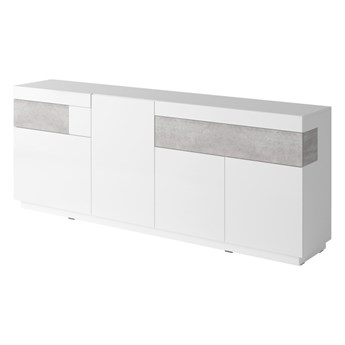 Komoda 4D SE25 SILKE Biały / Biały połysk - Colorado beton