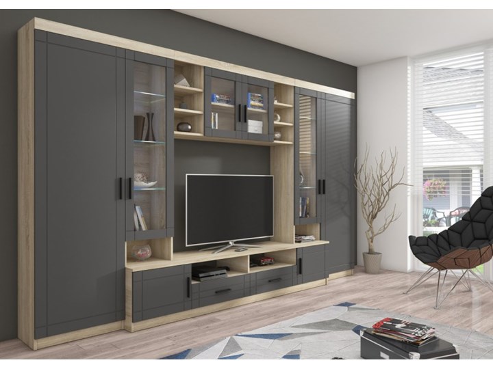 Nowoczesna meblościanka PARIS GRAFIT MDF Płyta laminowana Kolor Szary