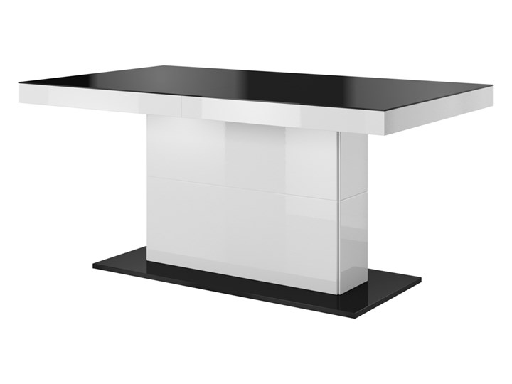 Stół rozkładany QUARTZ QU81 czarny / biały połysk / czarne szkło Długość 165 cm Wysokość 78 cm Płyta laminowana Rozkładanie Rozkładane
