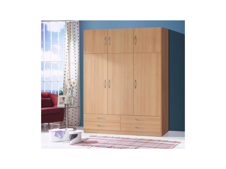 Szafa z szufladami STELLA buk Głębokość 54,6 cm Drewno Szerokość 135 cm Płyta MDF Płyta laminowana Wysokość 194 cm Rodzaj frontów Naturalne