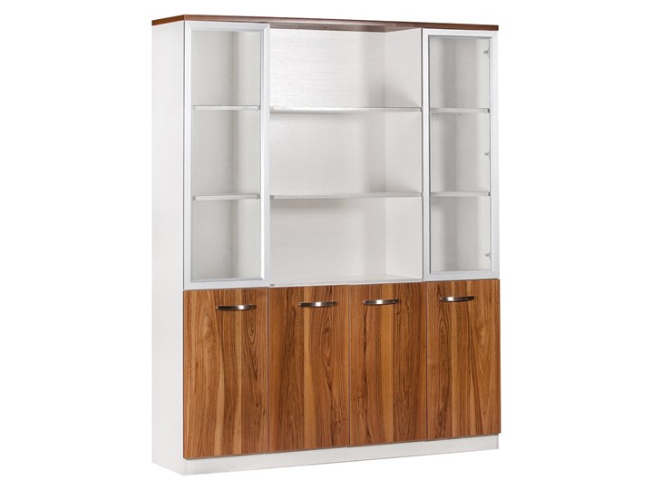 Nowoczesna szafa biurowa EVOLUTIO C108 Kolor Brązowy Płyta MDF Szerokość 160 cm Głębokość 40 cm Wysokość 200 cm Płyta laminowana Rodzaj frontów Mat