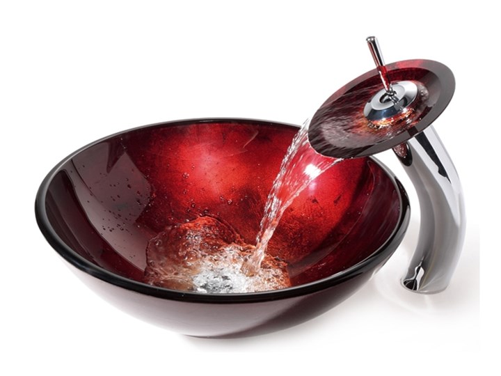 VELDMAN BORDOWA SZKLANA UMYWALKA + AKCESORIA DO WYBORU Szkło Okrągłe Nablatowe Wolnostojące Szerokość 42 cm Kategoria Umywalki Kolor Czerwony